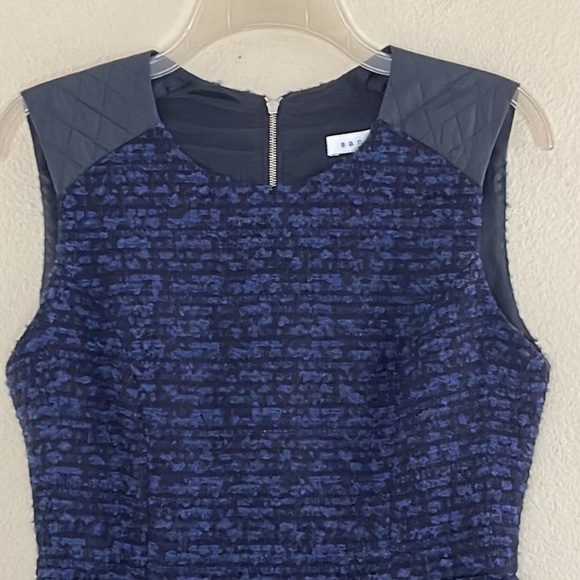 Sandro Navy Blue and Black Tweed Wool Blend Mini Dress Size 1 US Small - Picture 3 of 8
